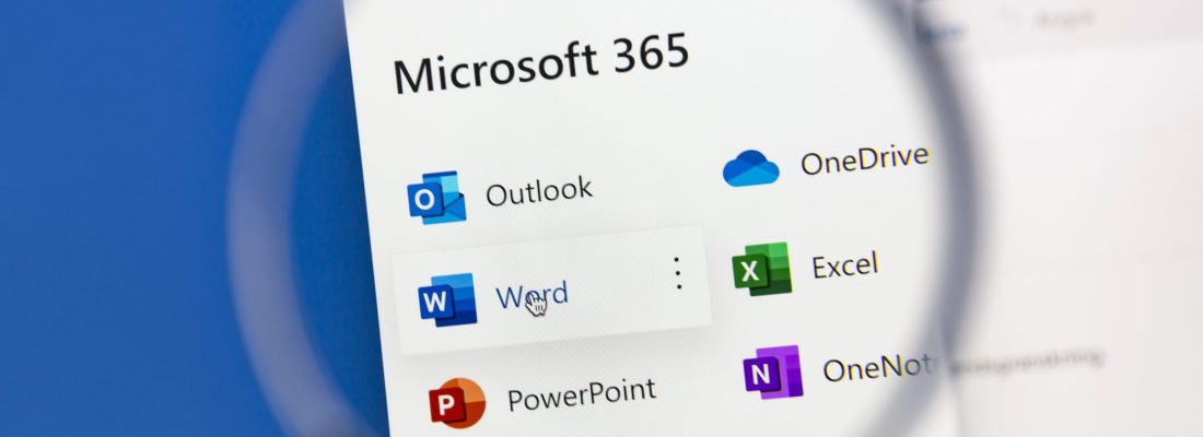 Ostersund, Sweden - Nov 6, 2020: Microsoft 365 web apps on a computer screen. Microsoft Office is an office suite created by Microsoft